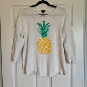 Talbots Open Neck Pullover Pineapple Sweater L
